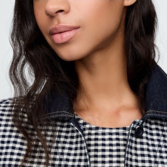 Chic Black and White Checkered Jean Jacket - Picture 5 of 8